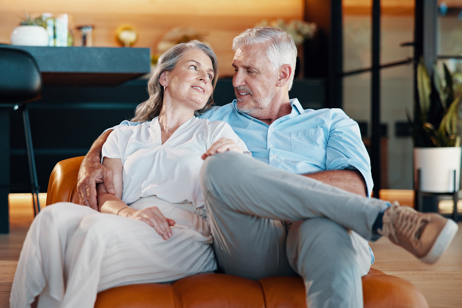 Retired couple on couch