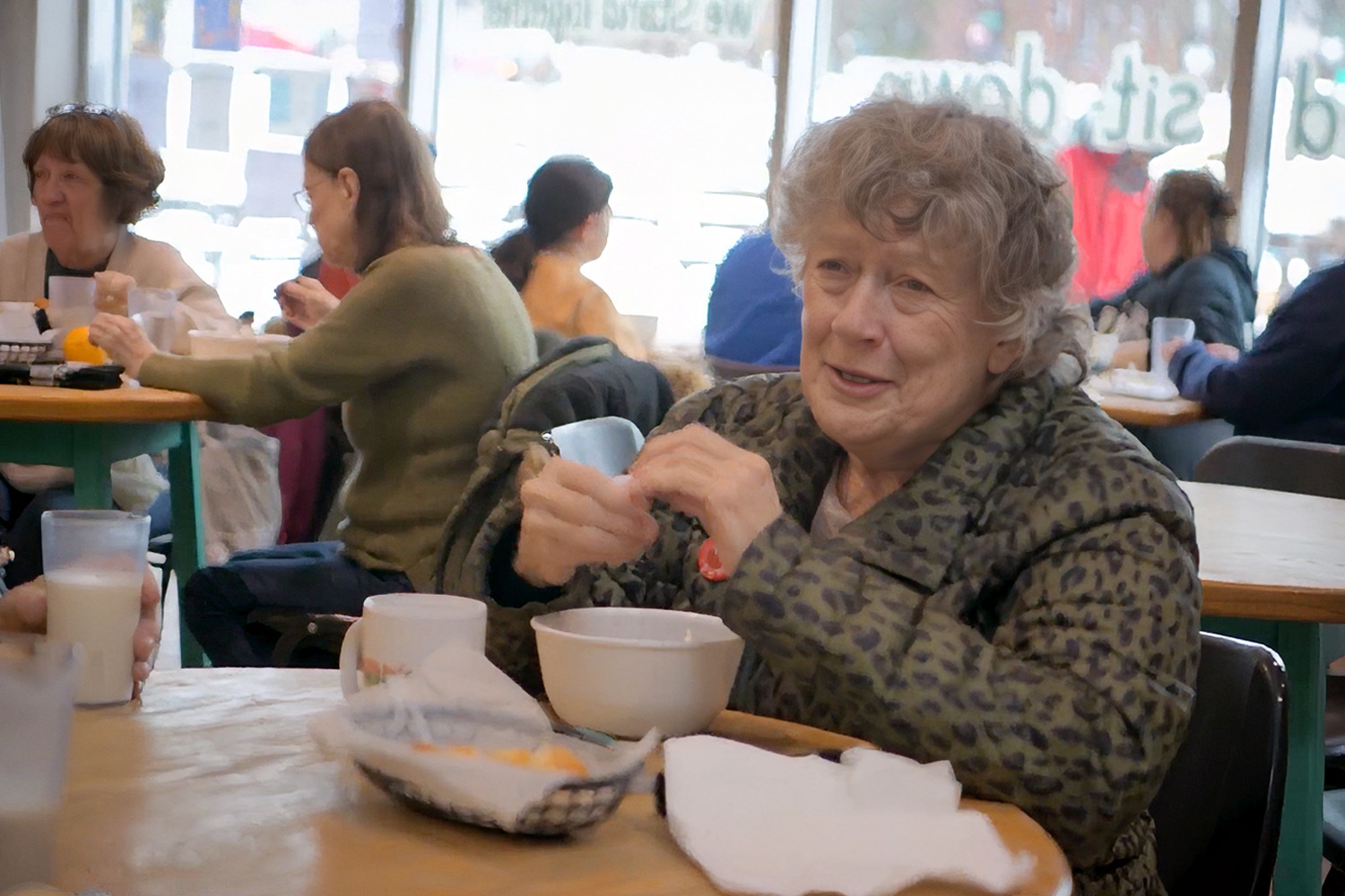 Woman eating warm meal